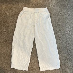 High-rise White Linen Drawstring Pant